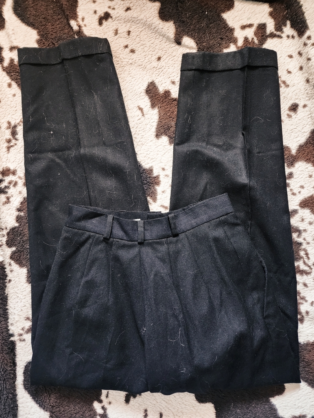 WOMEN'S 80'S WOOL TROUSERS- BLACK - Picture 4 of 6